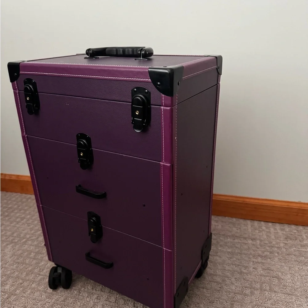 Elegant Purple Rolling Makeup Organizer